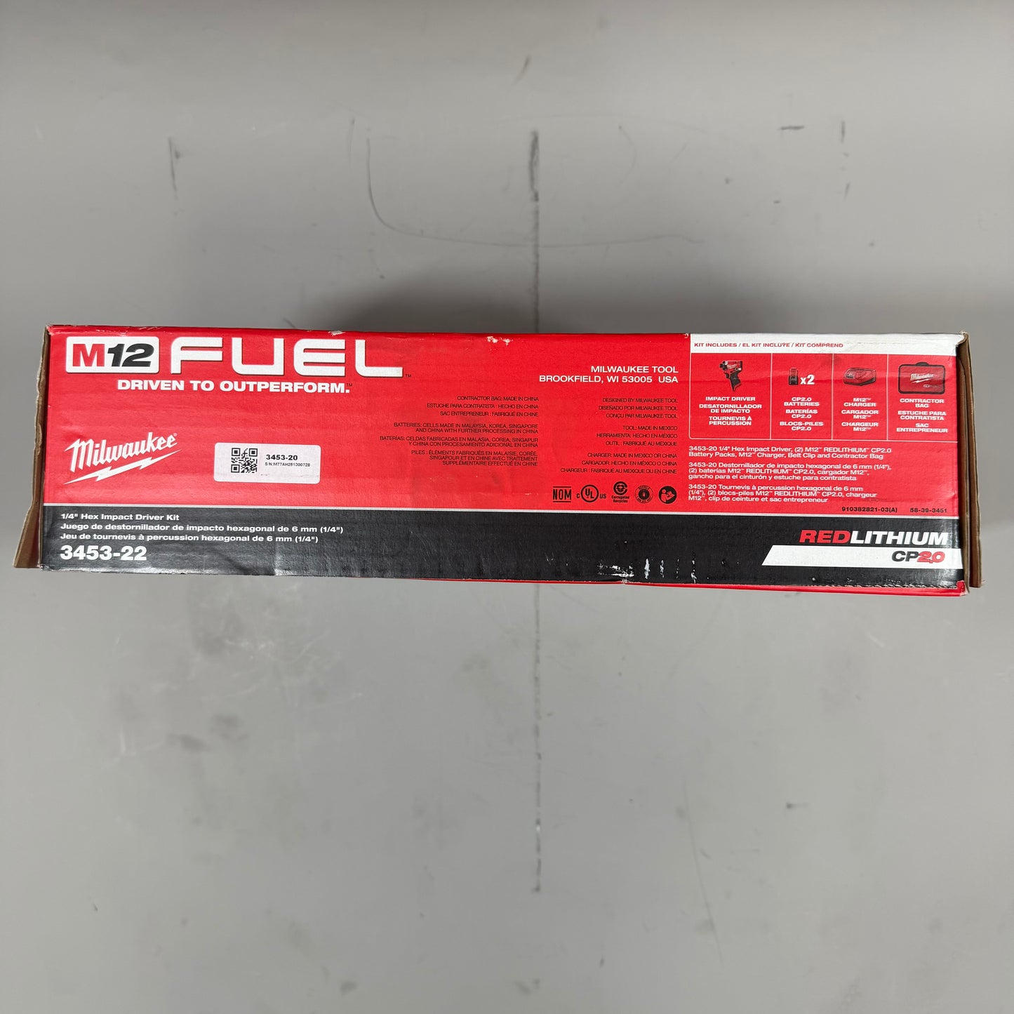 Milwaukee 3453-22 M12 12V 1/4" Hex Impact Driver Kit "New"