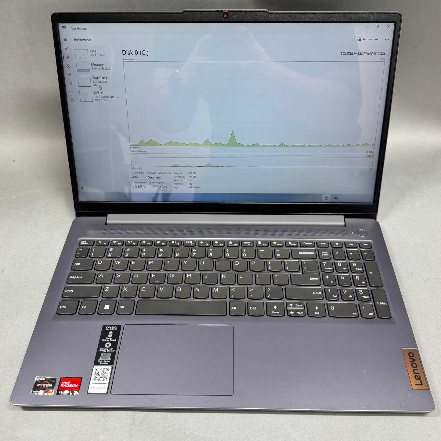 Lenovo IdeaPad SLIM 3 15ABR8 15.6" AMD Ryzen 7 5825U 2.0GHz 16GB RAM 512GB SSD