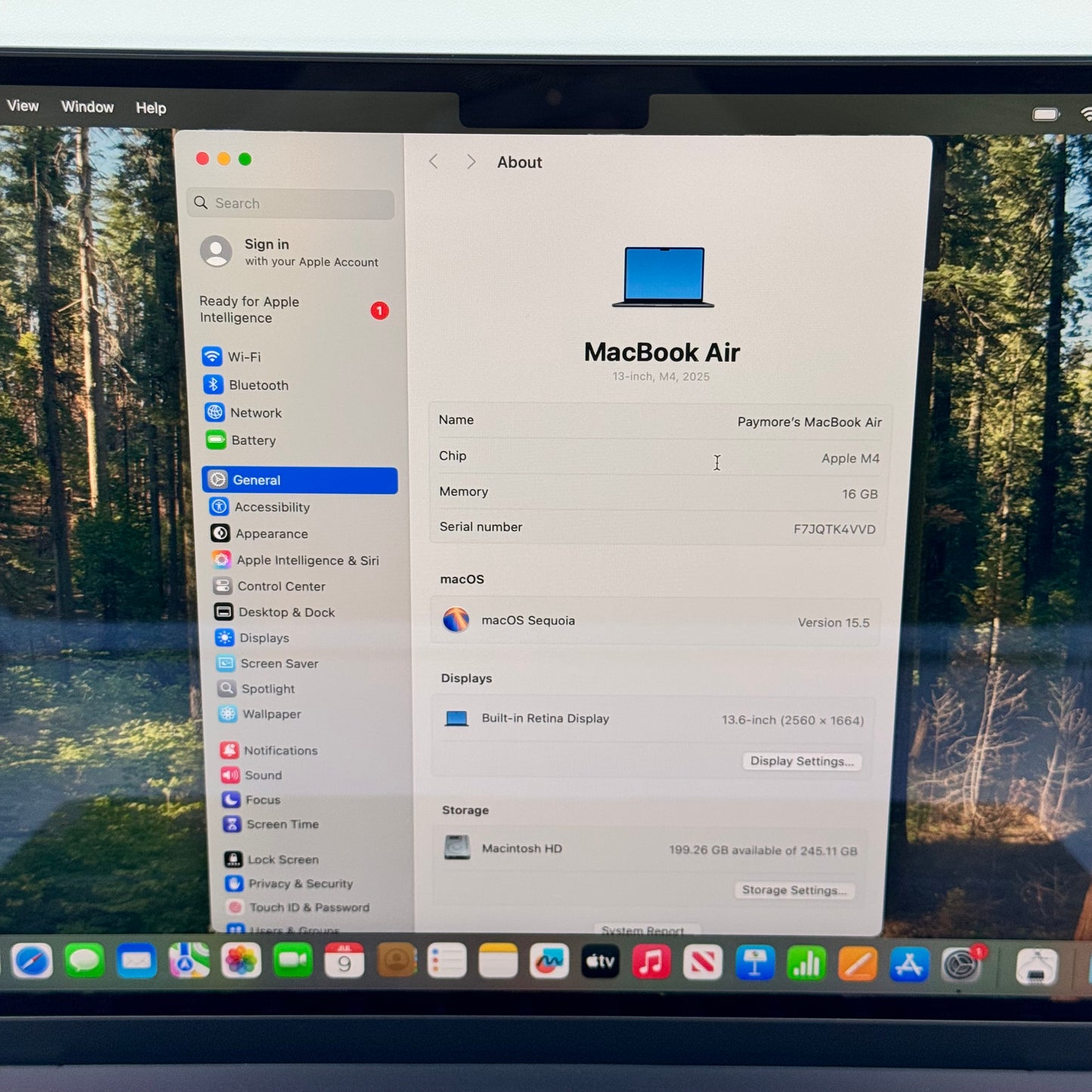 2025 Apple MacBook Air 13.6" M4 8C GPU 4.5GHz 16GB RAM 256GB SSD MW123LL/A