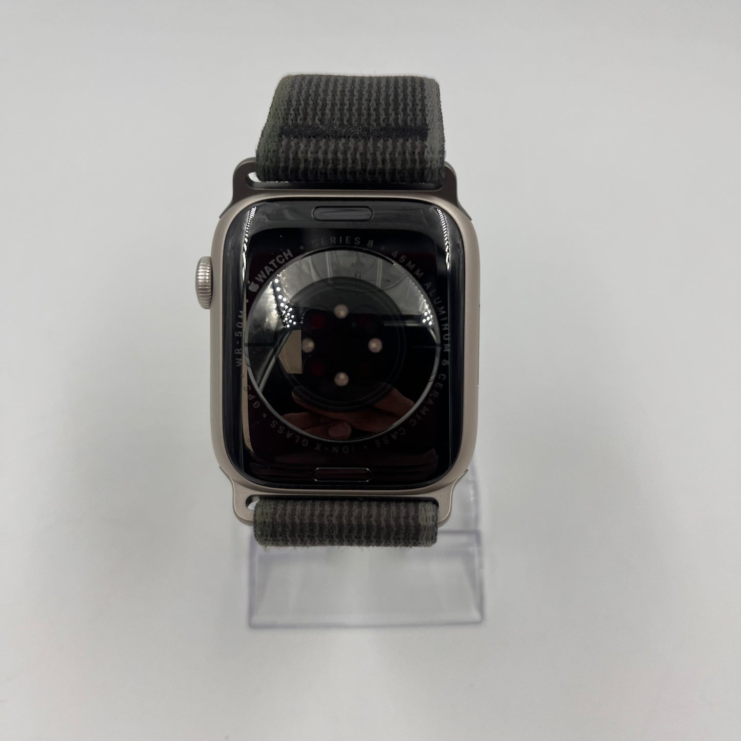 GPS Only Apple Watch Series 8 45MM Silver Aluminum Beige Nylon Band MNUQ3LL/A