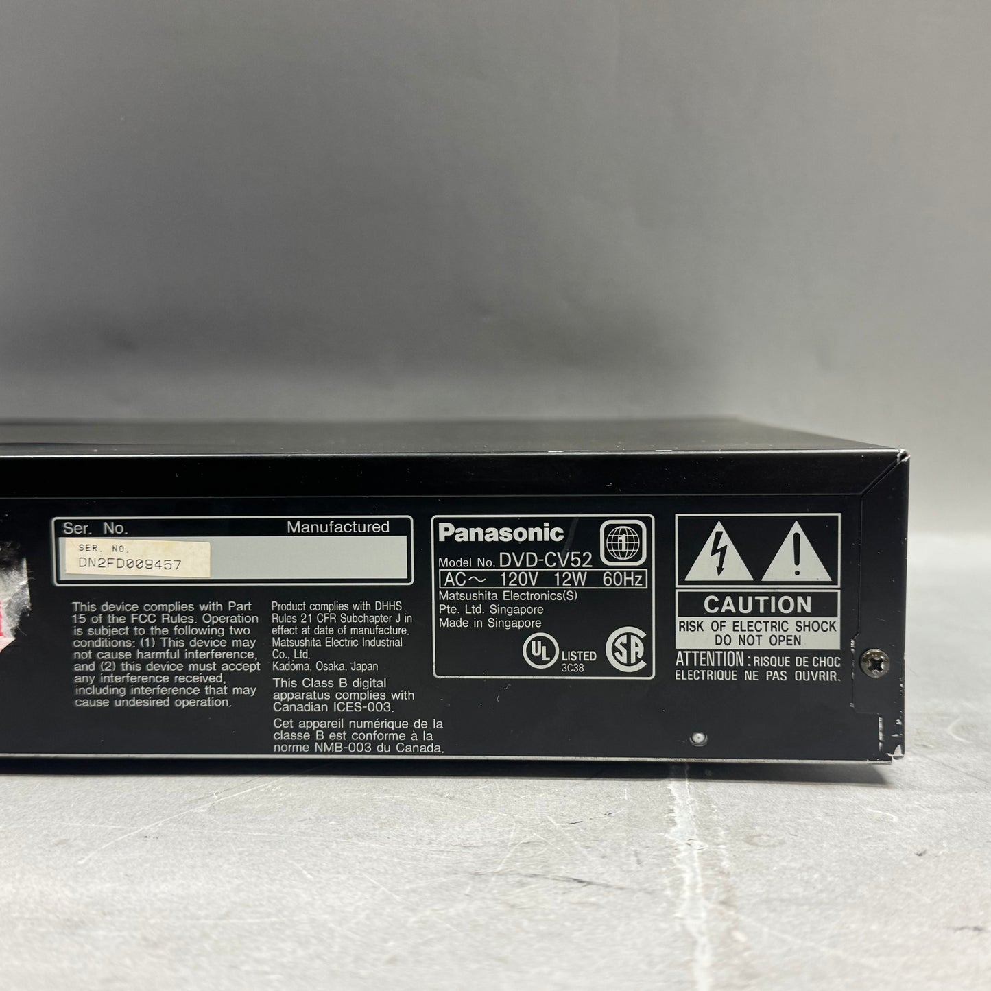 Panasonic DVD-CV52 DVD Player