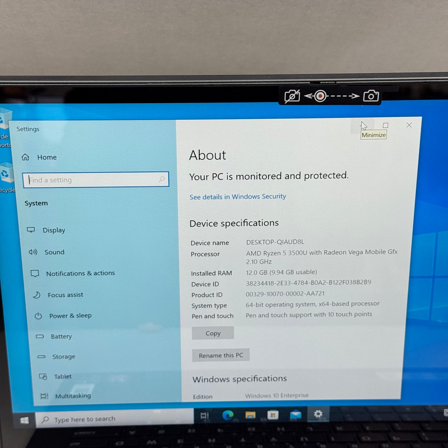 Lenovo IdeaPad Flex FLEX-14API 15.6" Ryzen 5 3500U 2.10GHz 12GB RAM 256GB SSD Radeon Vega 8 Graphics