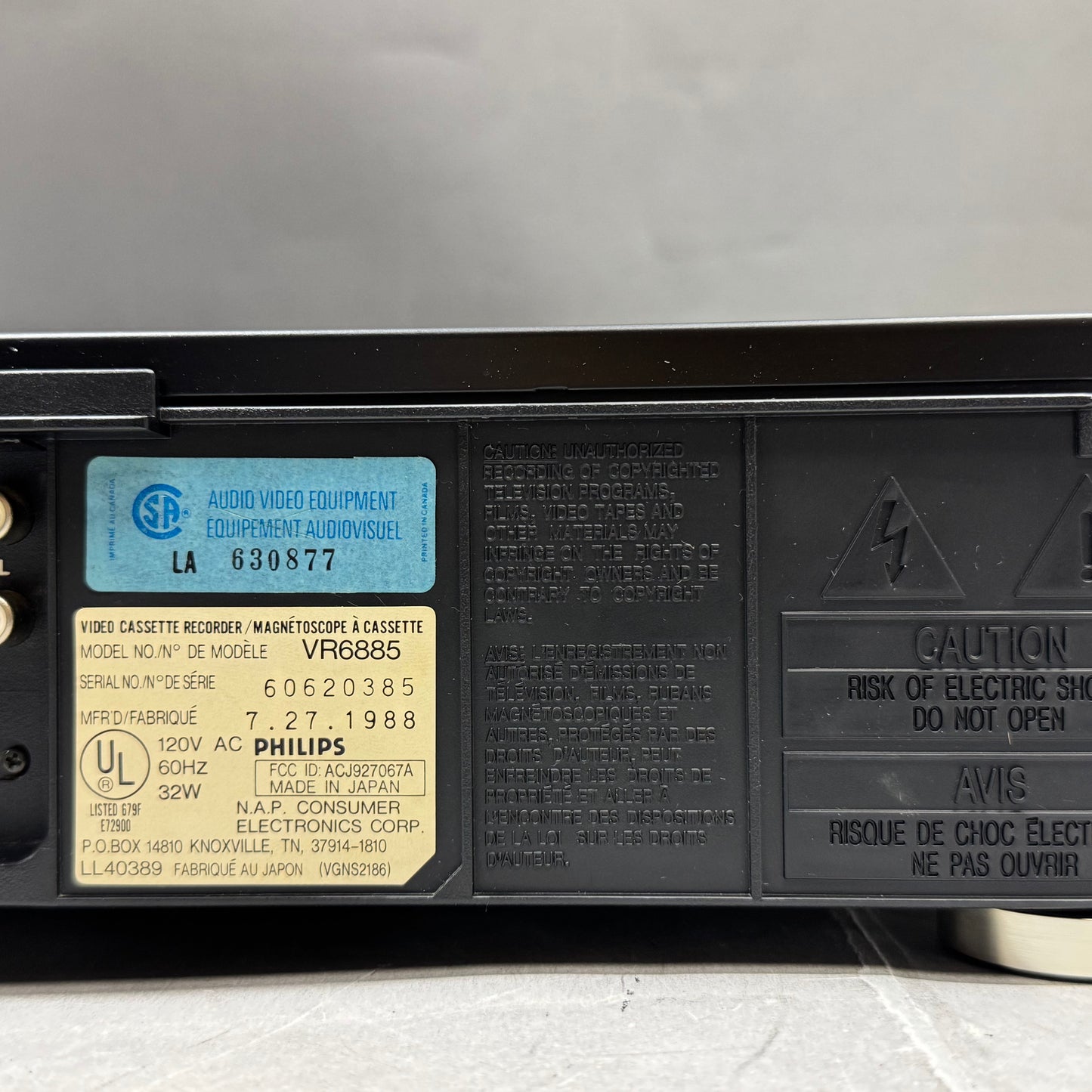 Phils Stereo VHS VR6885 Black