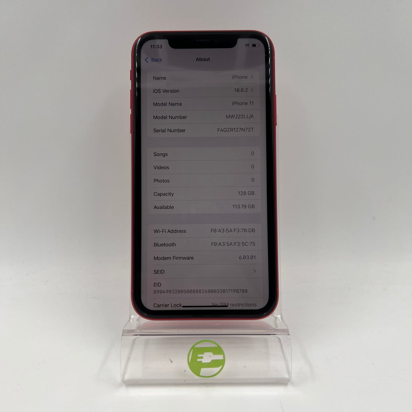 Unlocked Apple iPhone 11 128GB Red MWJ22LL/A