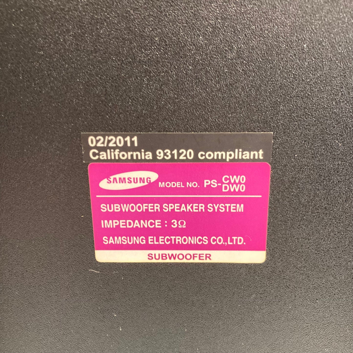 Samsung PS-CW0DW0 Speaker System Black