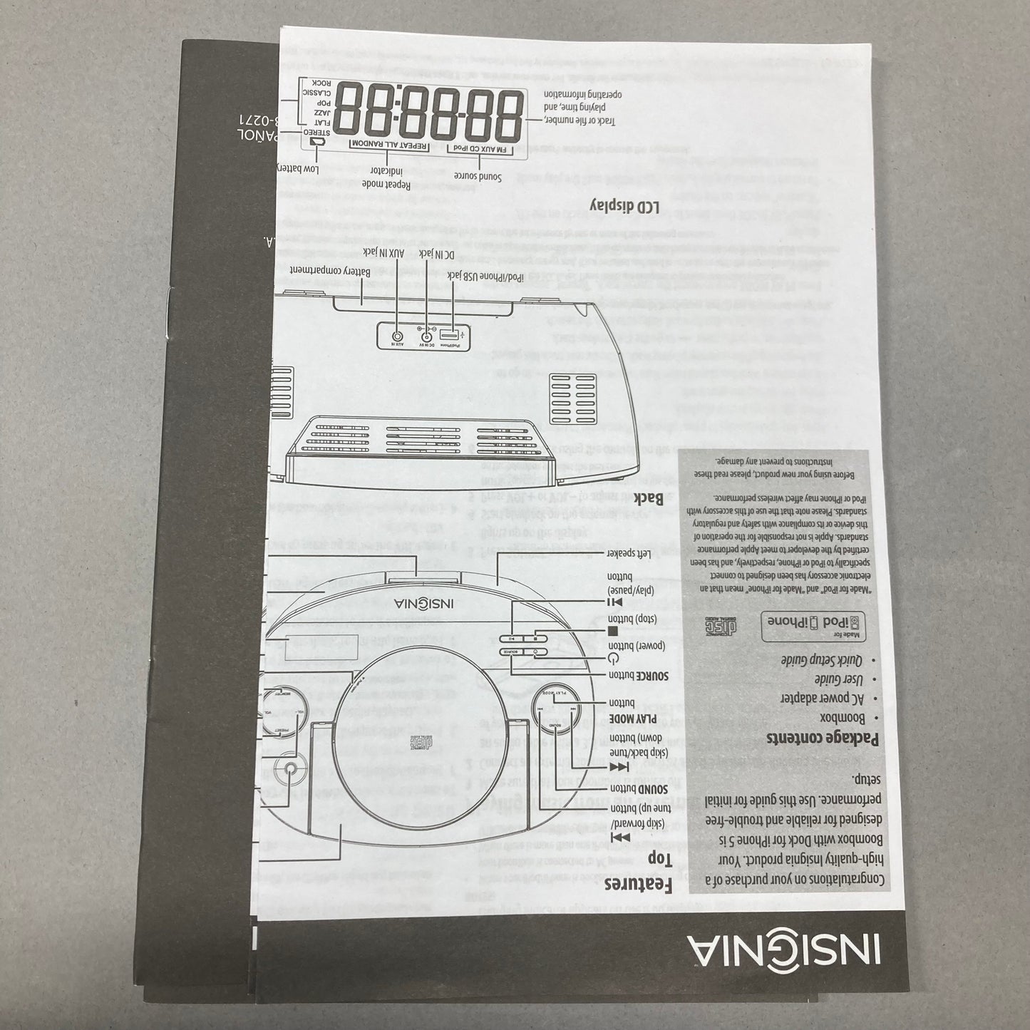 Insignia NS-BIPCD03 Boombox