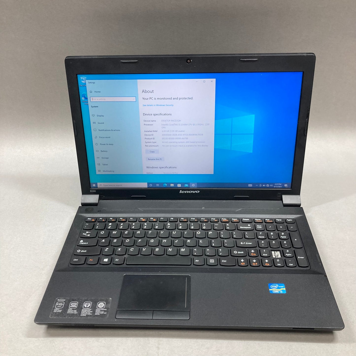 Lenovo ThinkPad B590 15.6" i3-2348M 2.3GHz 4GB RAM 256GB SSD