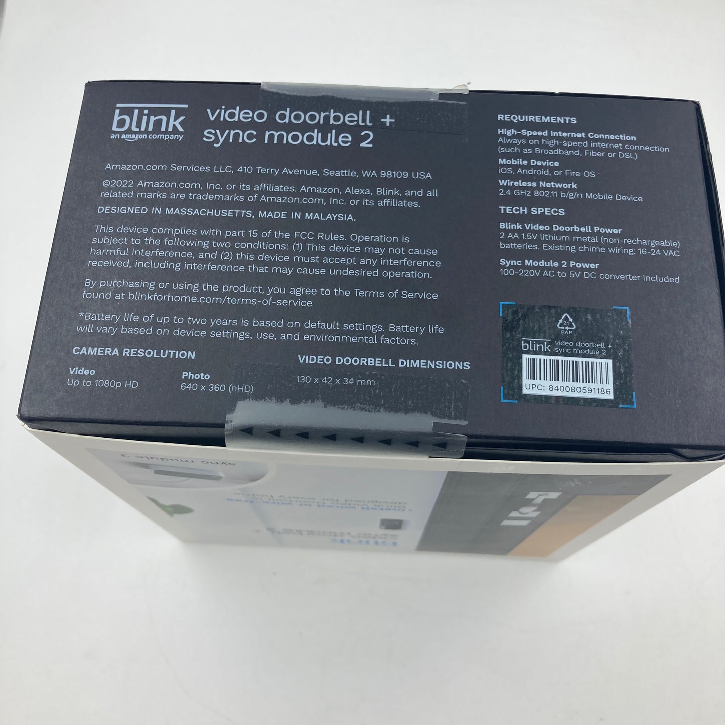 New Blink Video Doorbell + Sync Module 2 DoorBell Security Camera Unclaimed