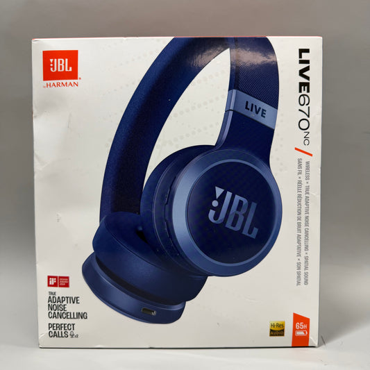 New JBL Tune670 Wireless Over-Ear Bluetooth Headphones Blue JBLLIVE670NCBLUAM
