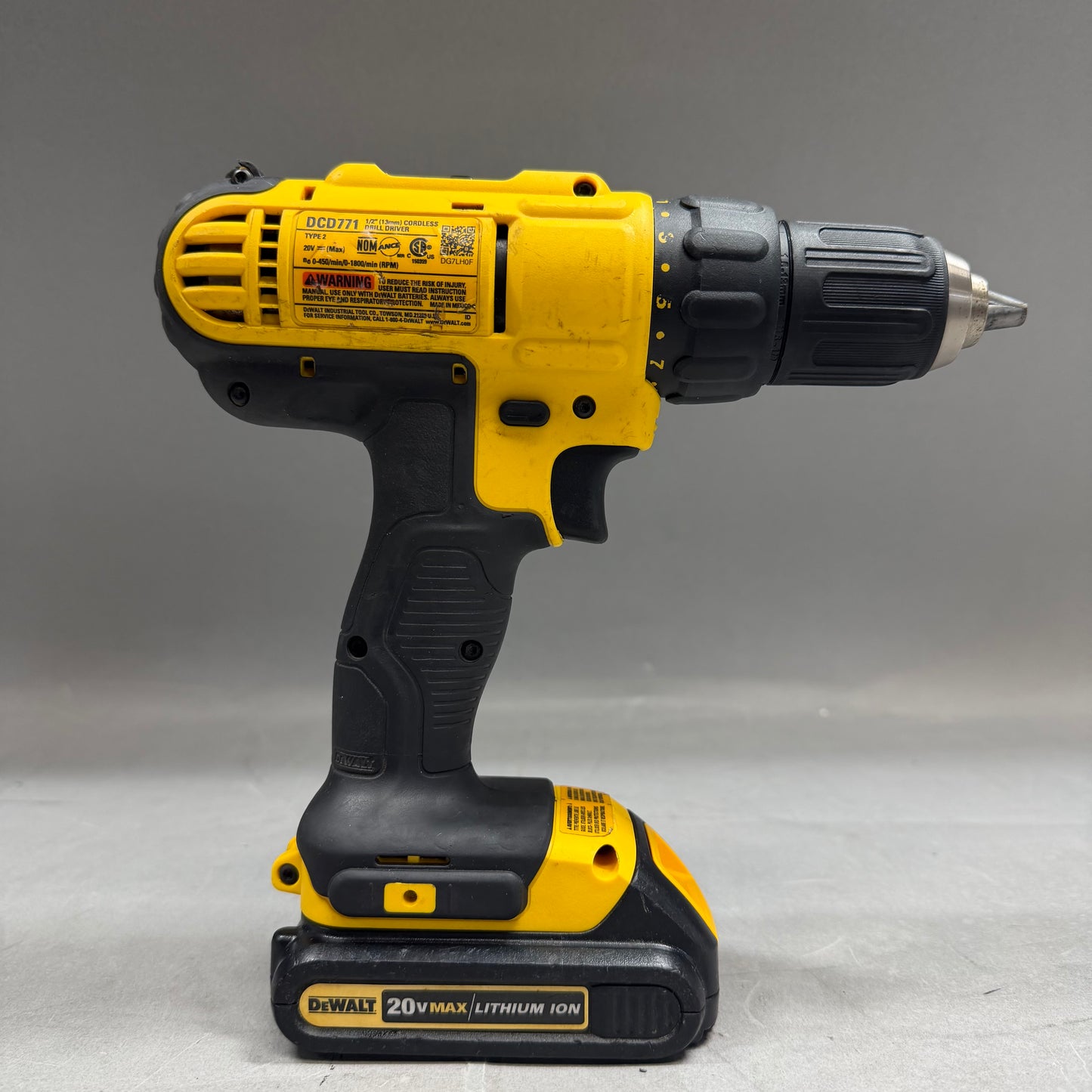 DeWalt DCD771 20V 1/2" (13mm) Cordless Drill Driver