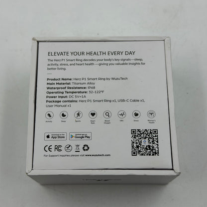 WUZUTECH Herz P1 Smart Ring Midnight Black Size 11