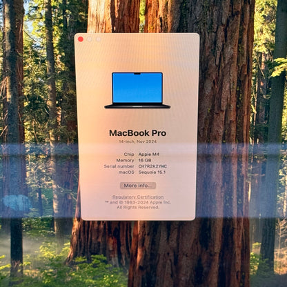 2024 Apple MacBook Pro 14" M4 10C GPU 4.5GHz 16GB RAM 512GB SSD Z1DS000L9LL/A