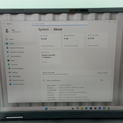 Asus TUF FX608JMR 16" Core i7-14650HX 2.20GHz 32GB RAM 1TB SSD GeForce RTX 5060