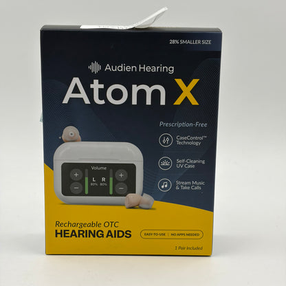 New Audien Hearing Atom X Hearing Aid White