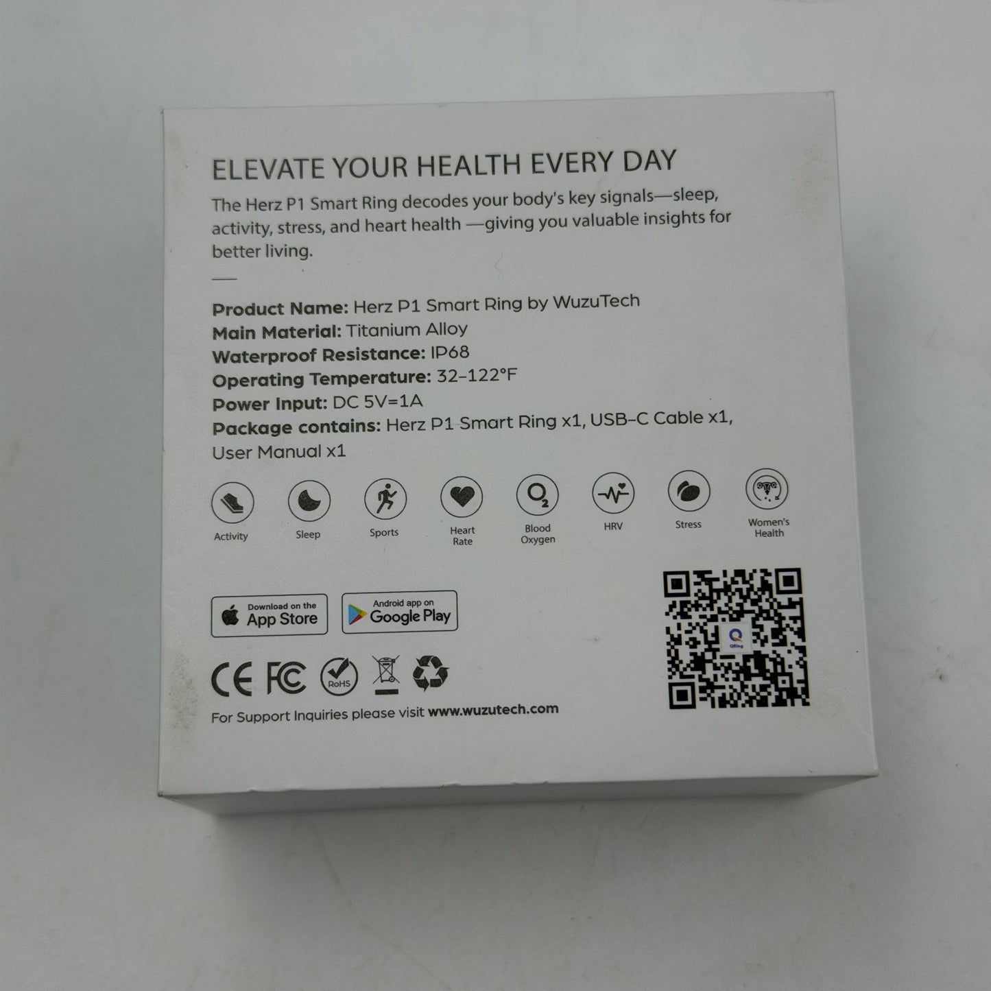 WUZUTECH Herz P1 Smart Ring Silver Spark Size 10