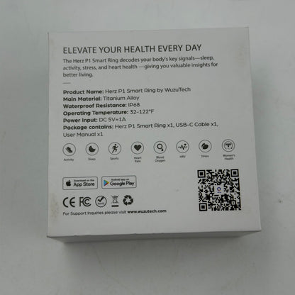 WUZUTECH Herz P1 Smart Ring Silver Spark Size 10