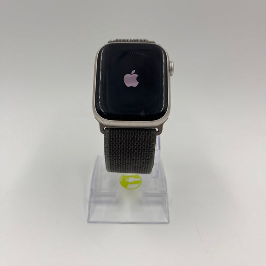 GPS Only Apple Watch Series 8 45MM Silver Aluminum Beige Nylon Band MNUQ3LL/A
