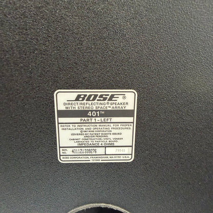 Bose 401 Direct Reflecting Speakers with Stereo Space Array Tower Speakers Black