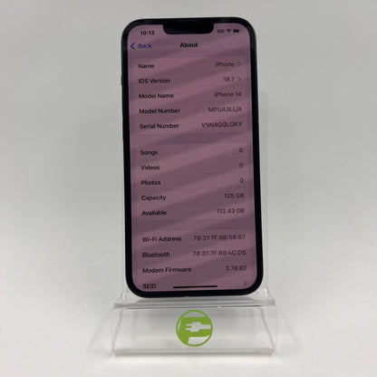 Unlocked Apple iPhone 14 128GB Midnight MPUA3LL/A