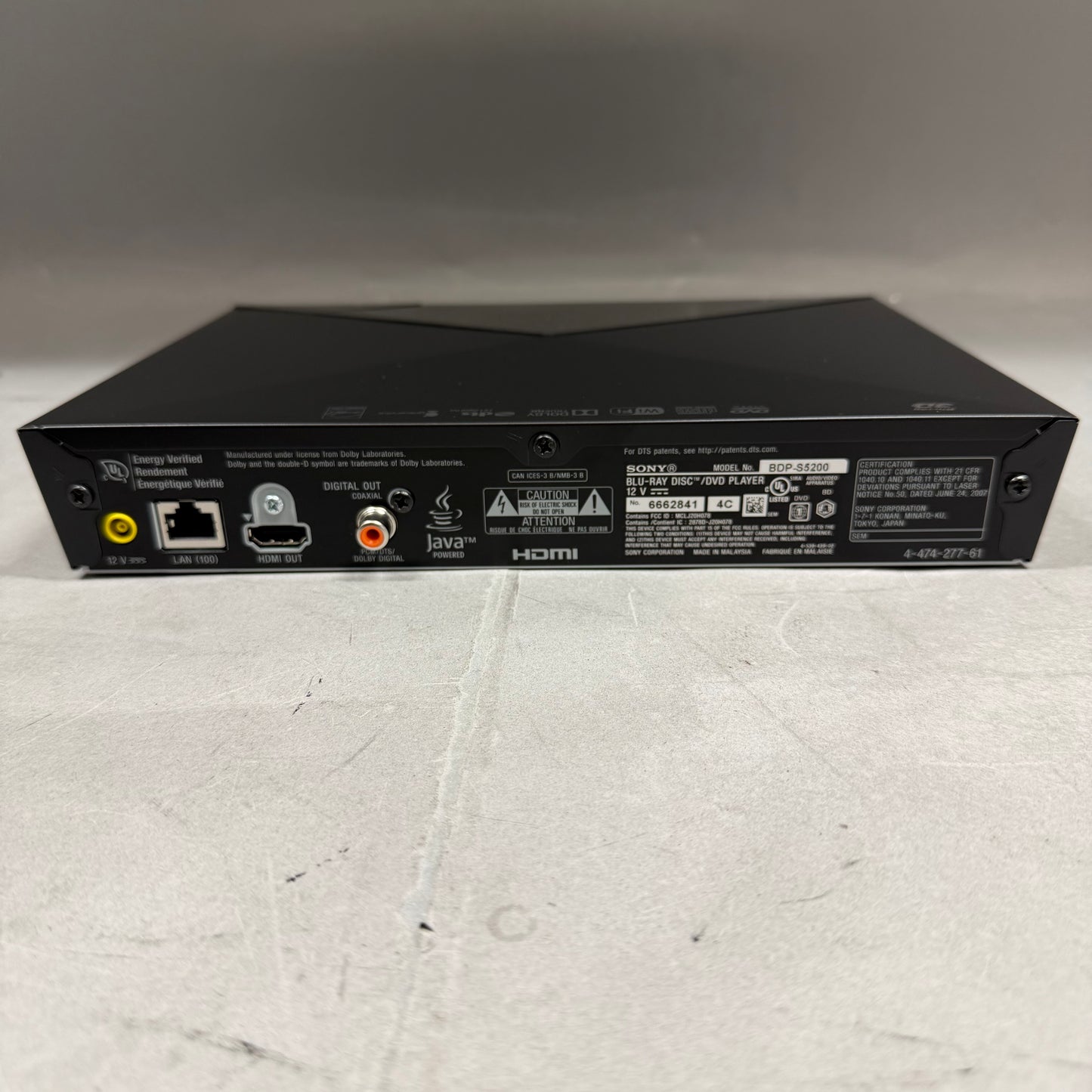 Sony Blu-Ray Player Wired BDP-S5200