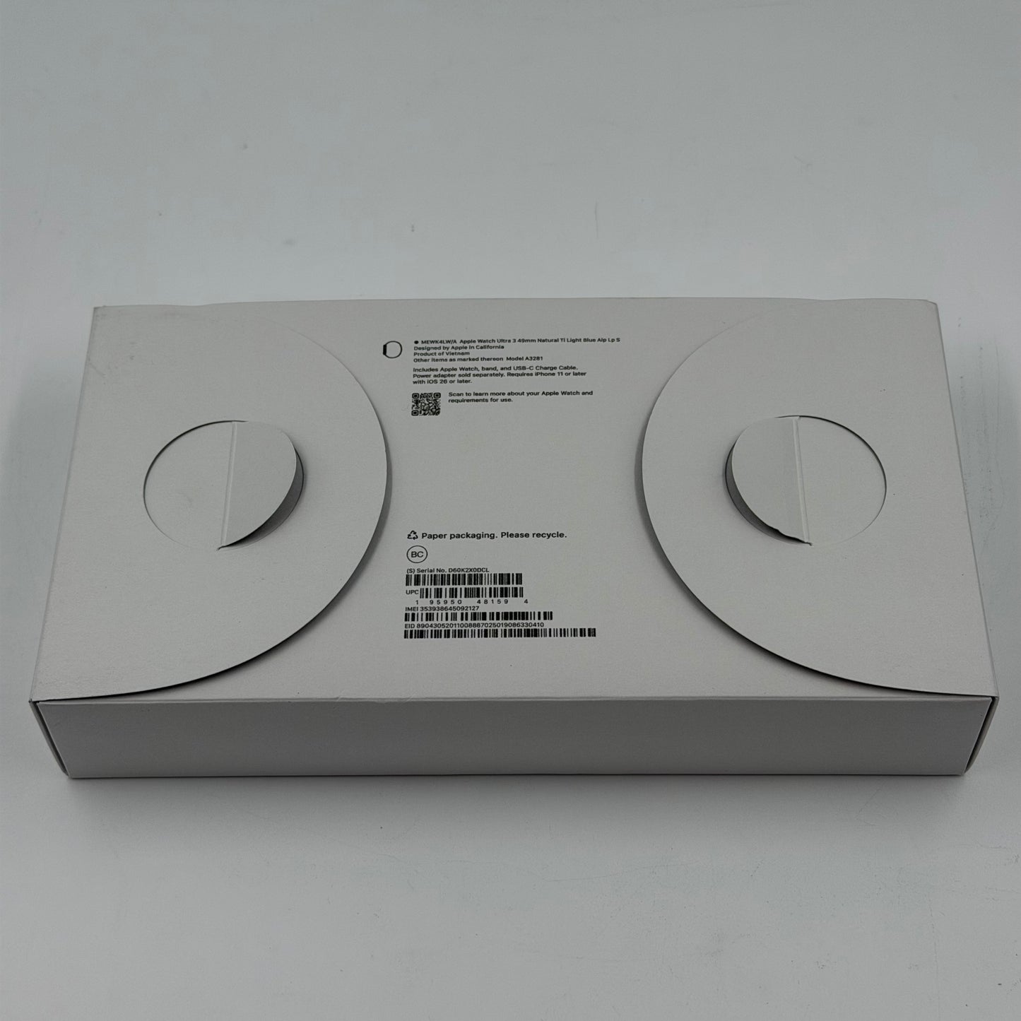 Unlocked Apple Watch Ultra 3 49MM Natural Titanium Blue Alpine Loop MEWK4LW/A