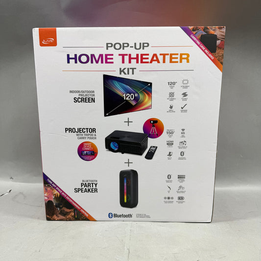 New ILive Pop Up Home Theater Kit Bluetooth, Aux, HDMI, VGA, USB THE2023BDL