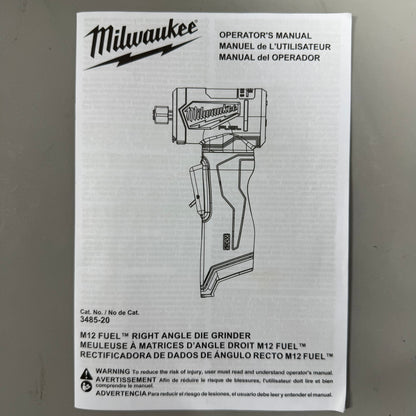 New Milwaukee 3485-20 M12 12V Right Angle Die Grinder