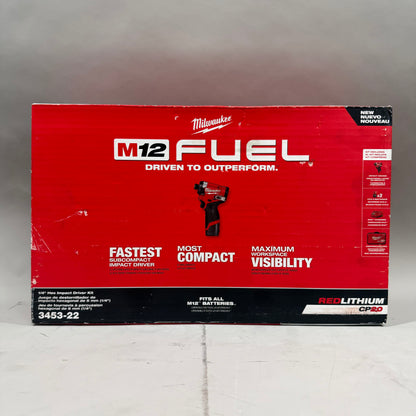 Milwaukee 3453-22 M12 12V 1/4" Hex Impact Driver Kit "New"