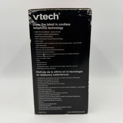 New Vtech 2 Handset Cordless Phone System Wired CS6719-2