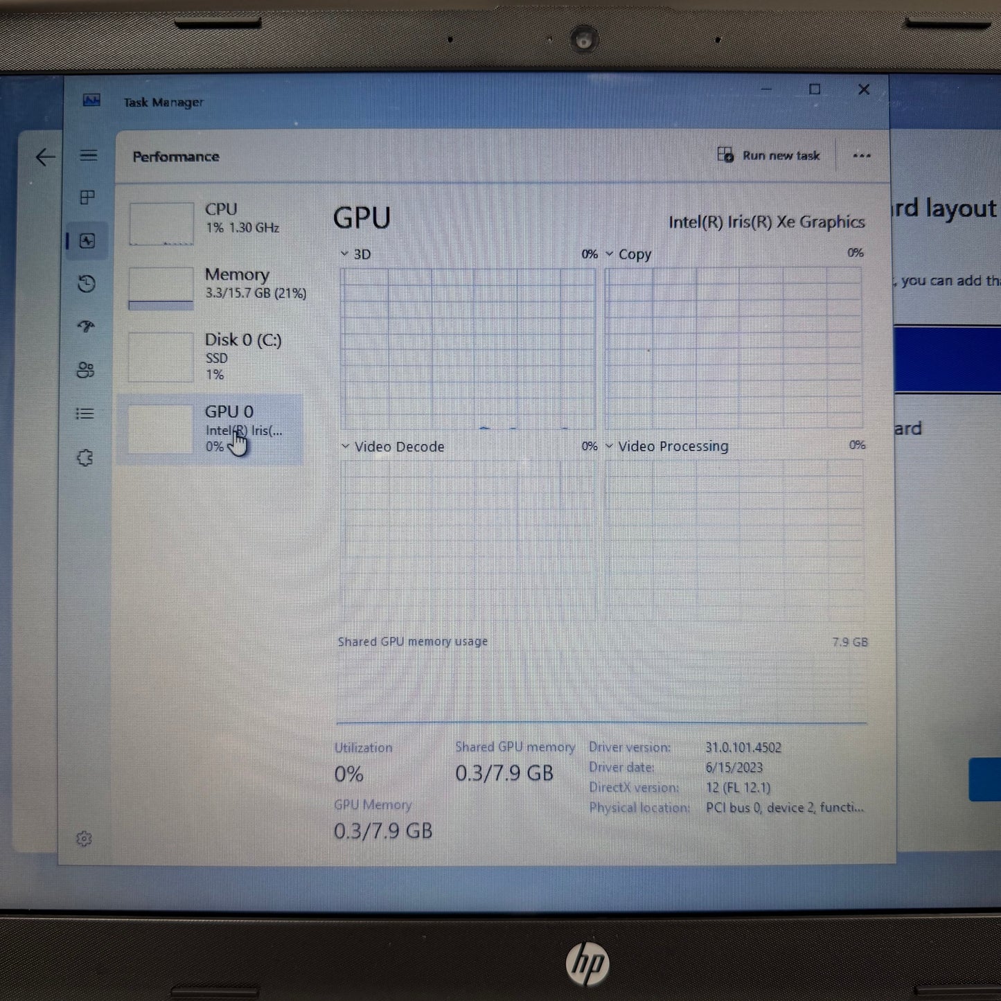 HP Laptop 15-DW3035CL 15.6" Core i5-1135G7 2.4GHz 16GB RAM 512GB SSD 512GB SSD