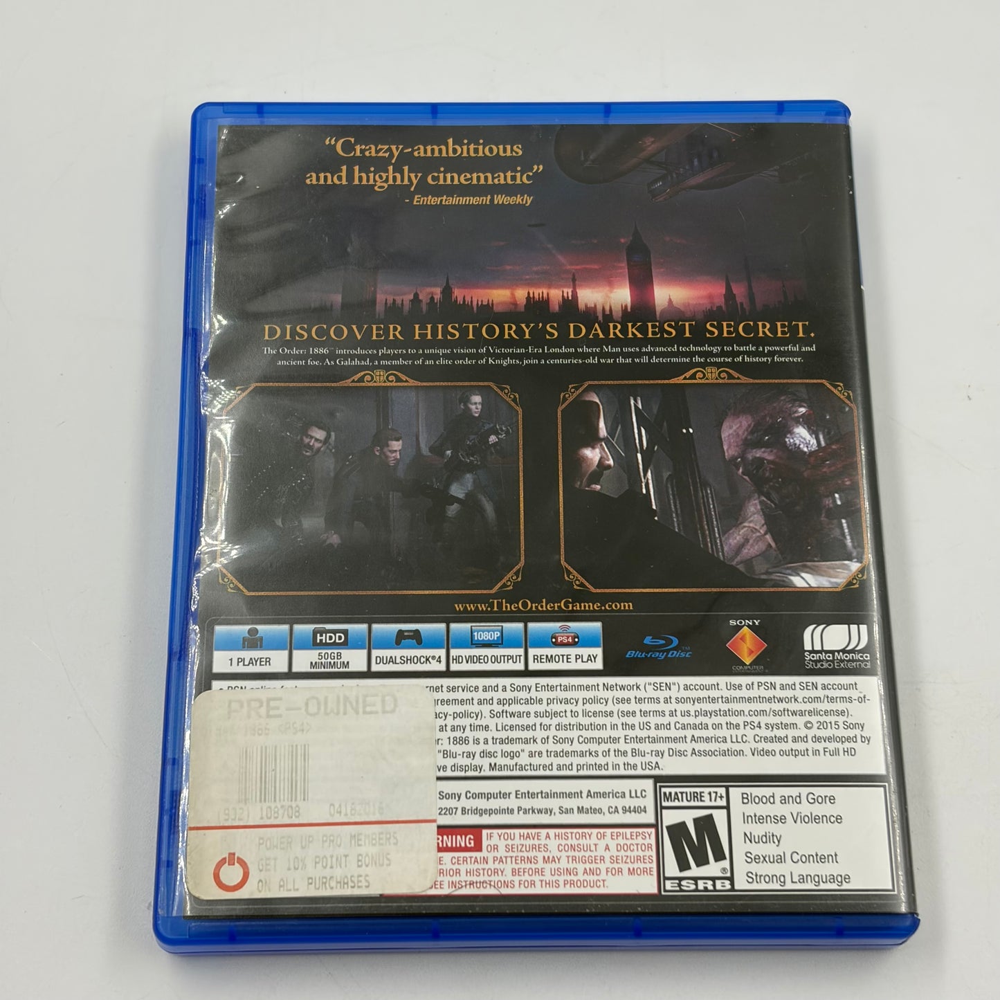 The Order: 1886 (Sony PlayStation 4 PS4, 2015)