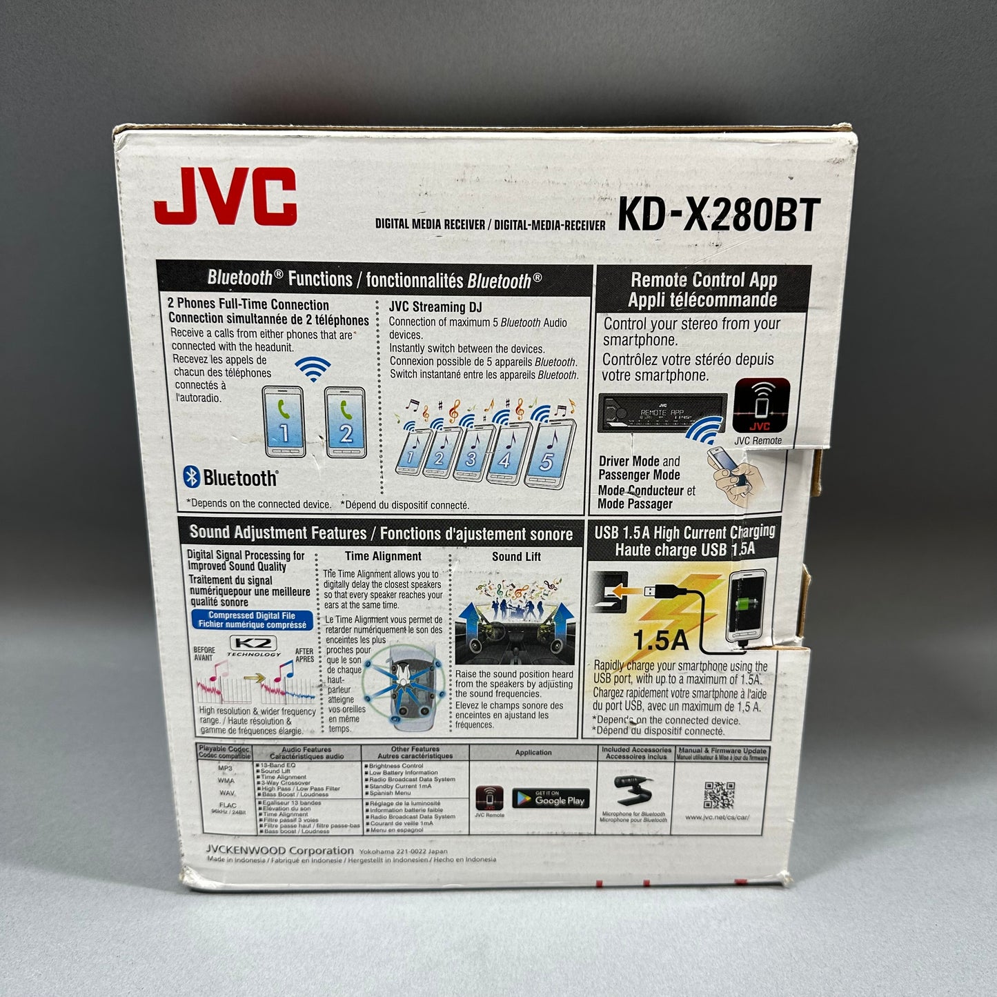 Open Box JVC Digital Media Receiver  Wireless Bluetooth Radio KD-X280BT