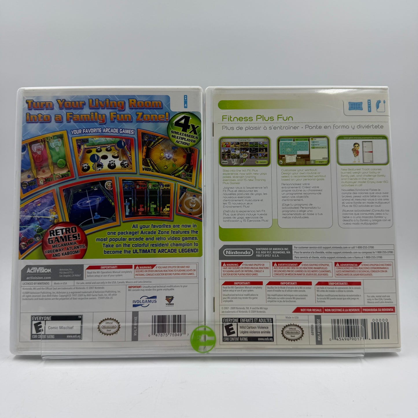 Arcade Zone & Wii Fit Plus Lot of 2 Nintendo Wii Games