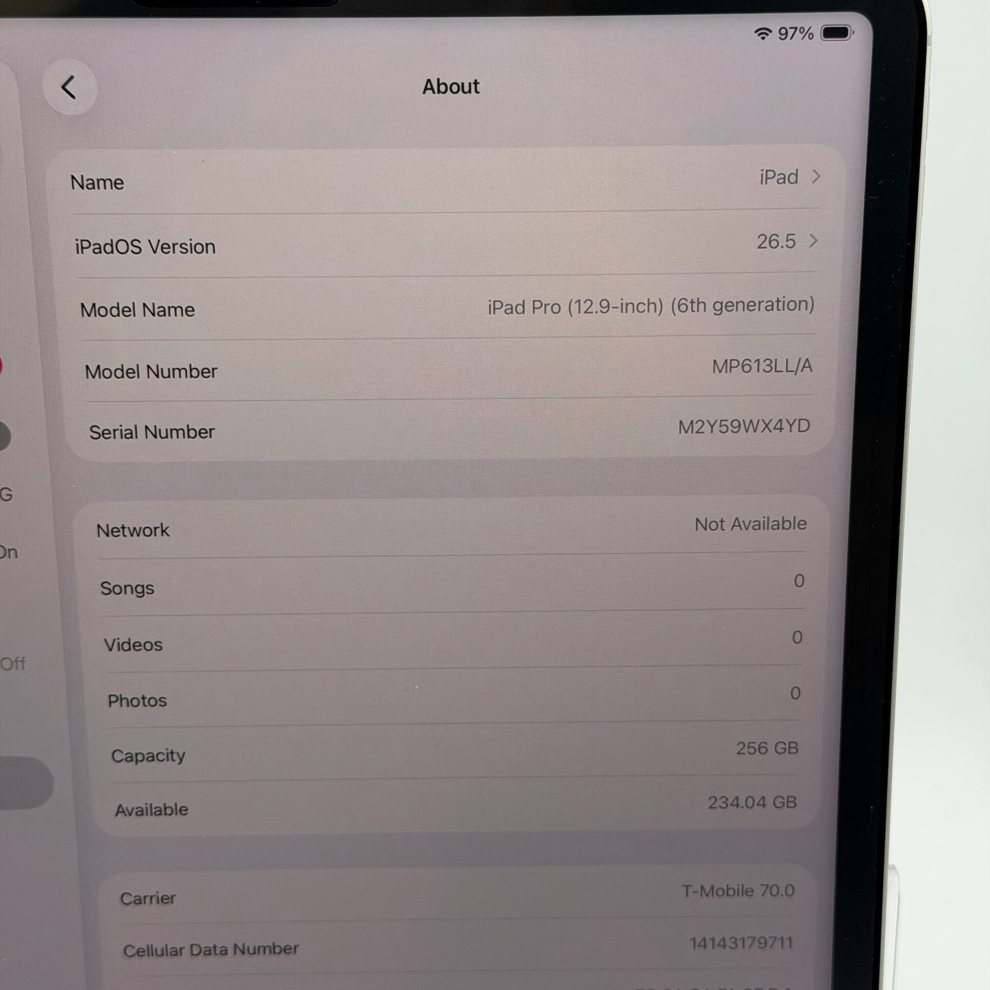 Unlocked Apple iPad Pro 12.9" 6th Gen 256GB Silver MP613LL/A