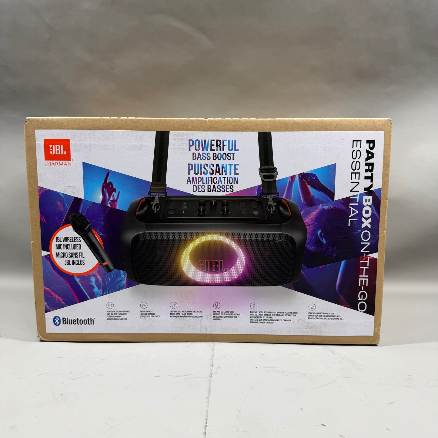 New JBL PartyBox On-The-Go Essential Portable Bluetooth Party Speaker Black 