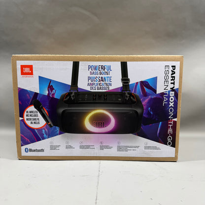 New JBL PartyBox On-The-Go Essential Portable Bluetooth Party Speaker Black 