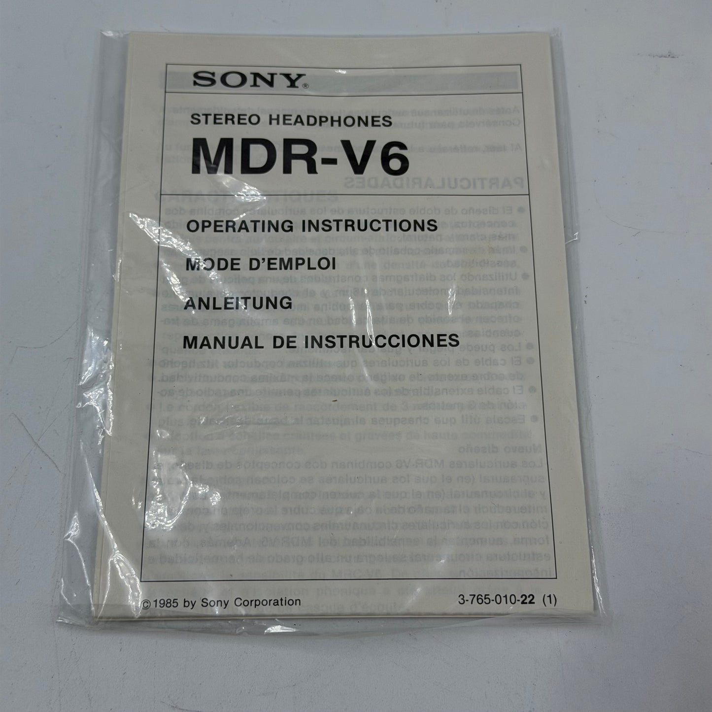Sony V6 Studio Wired Stereo Headphones Black MDR-V6