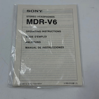 Sony V6 Studio Wired Stereo Headphones Black MDR-V6