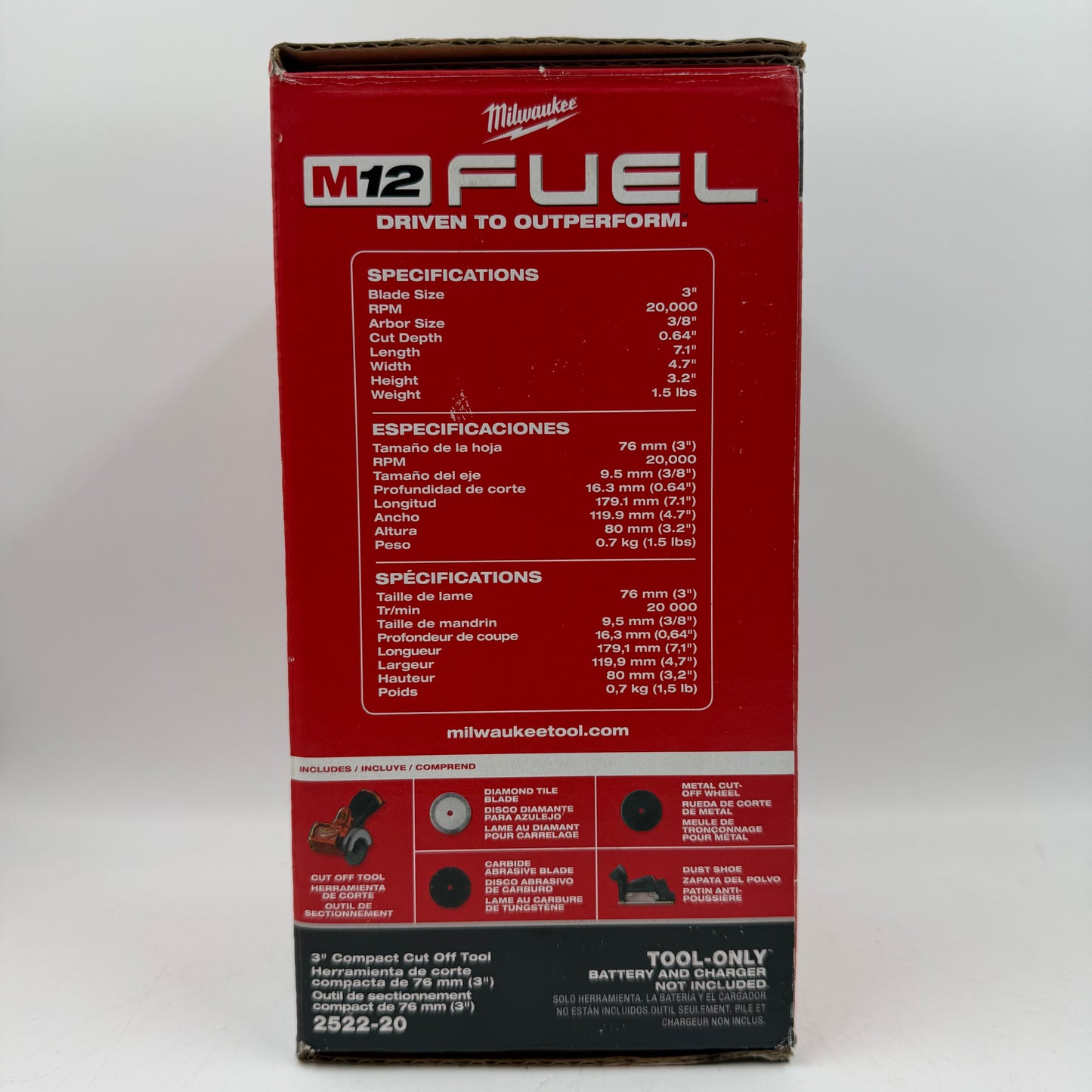 New Milwaukee 2522-20 M12 12V 3" Compact Cut Off Tool