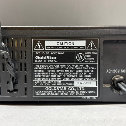 GoldStar GHV-5220M Tape Player Recorder