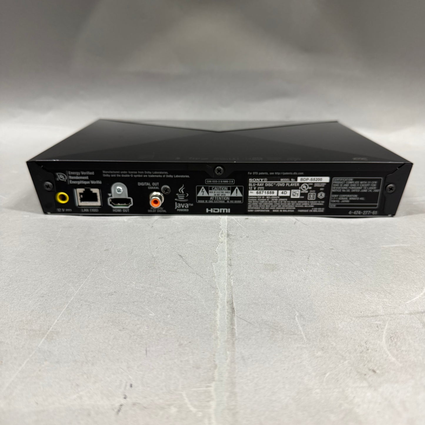 Sony Blu-Ray DVD Player Wired BDP-S5200