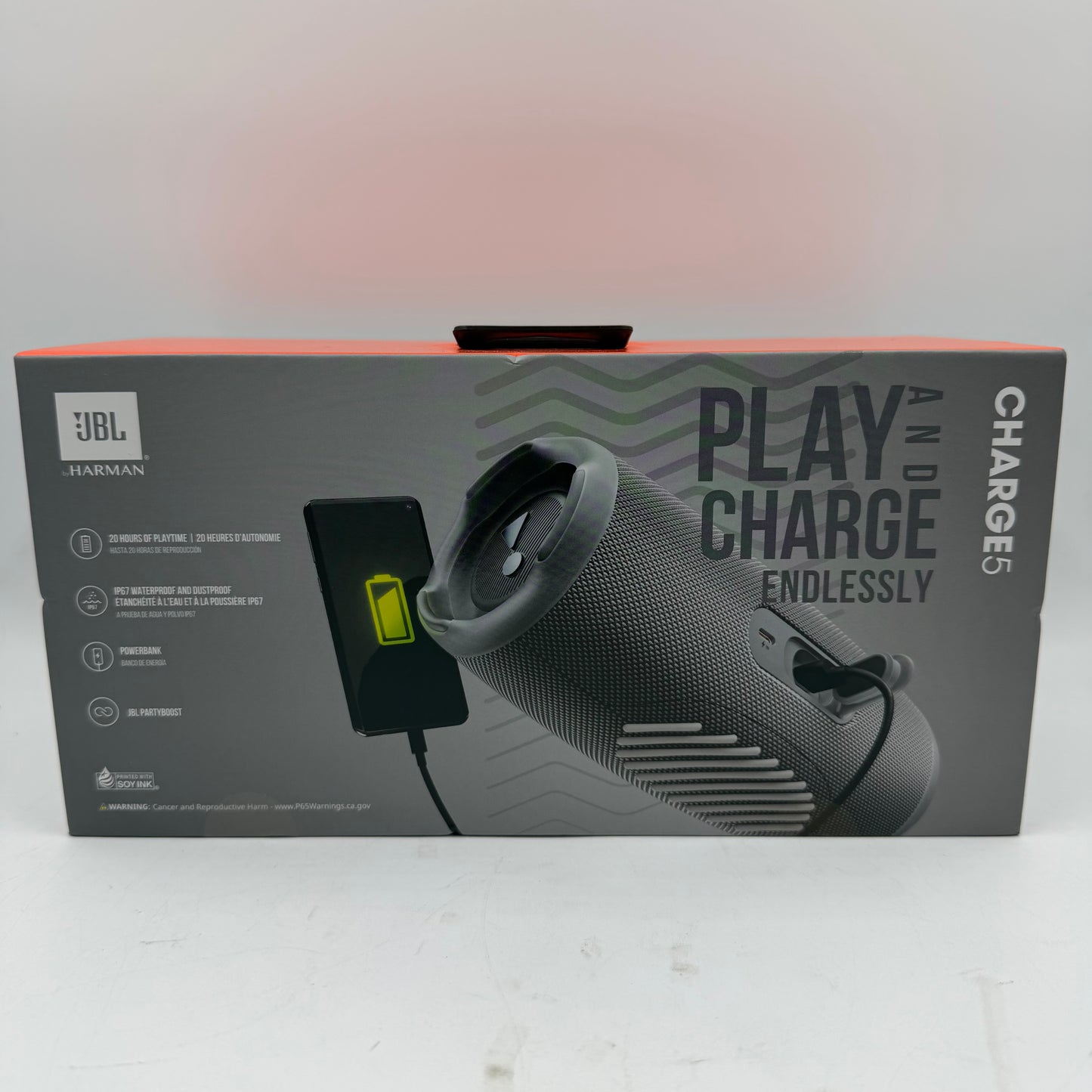 New JBL Charge 5 Portable Party Speaker Black JBLCHARGE5GRYAM