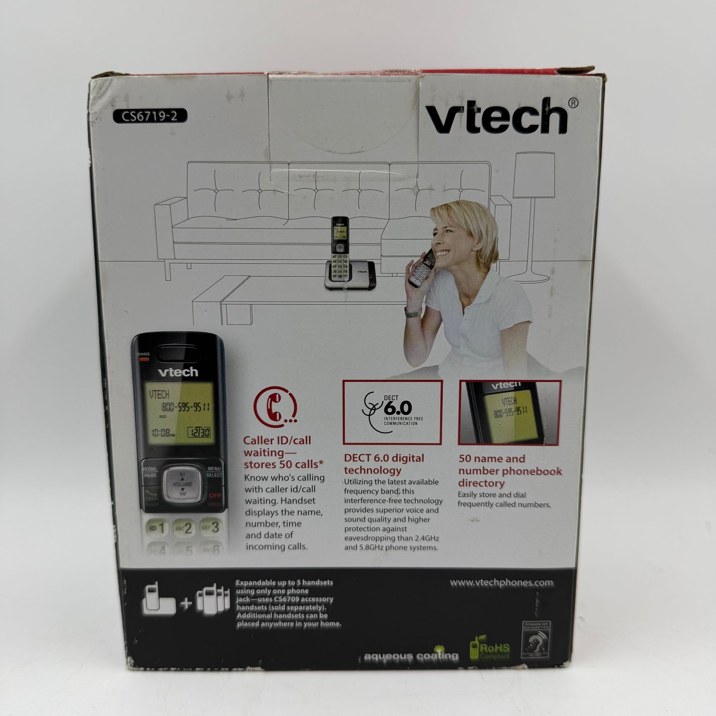 New Vtech 2 Handset Cordless Phone System Wired CS6719-2