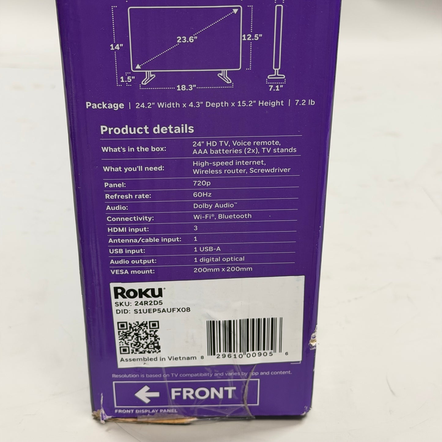 New Roku 24" 24R2D5 720p Smart Roku TV (2024)