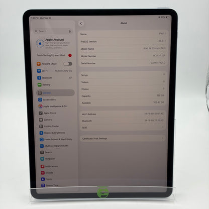 WiFi Only Apple iPad Air 13" M3 128GB Blue MCNJ4LL/A