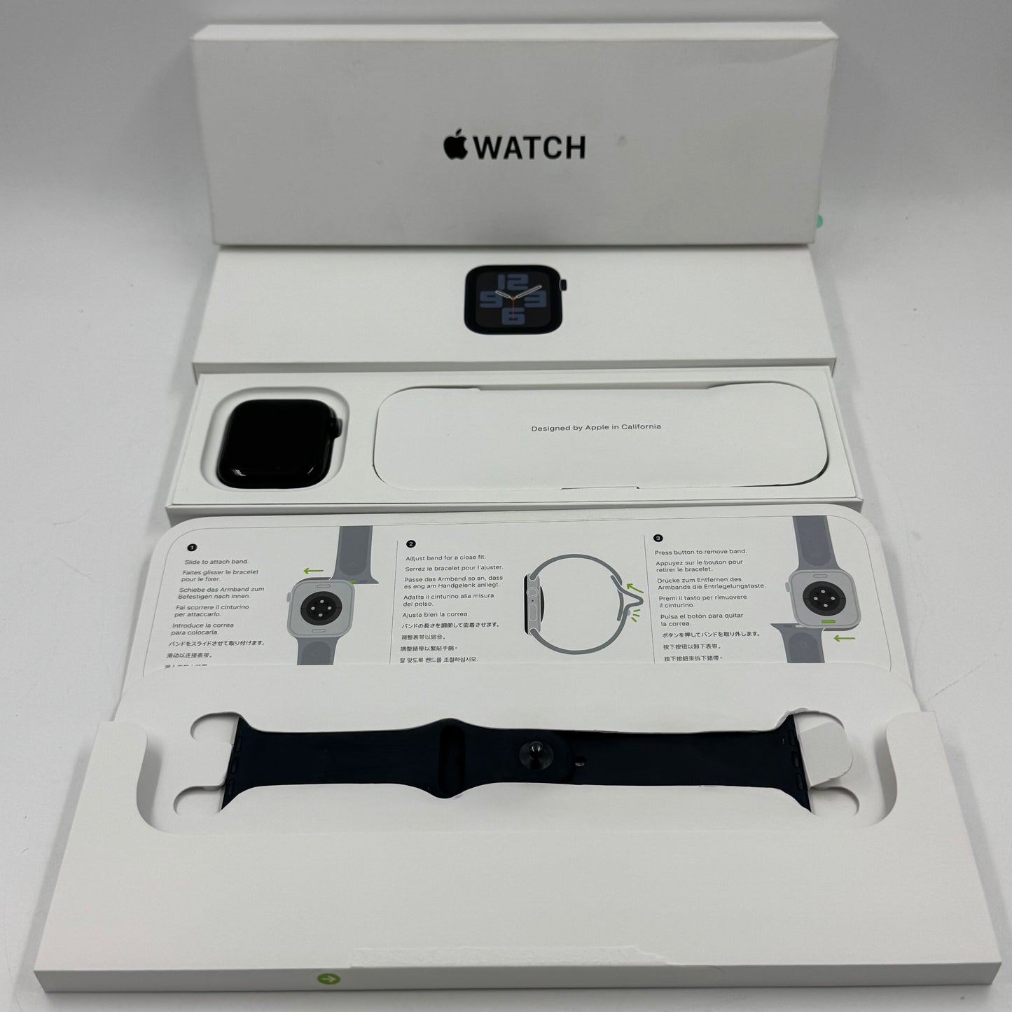GPS Only Apple Watch SE 2nd Gen 44MM Black Aluminum Black Sport Band MXEK3LLA