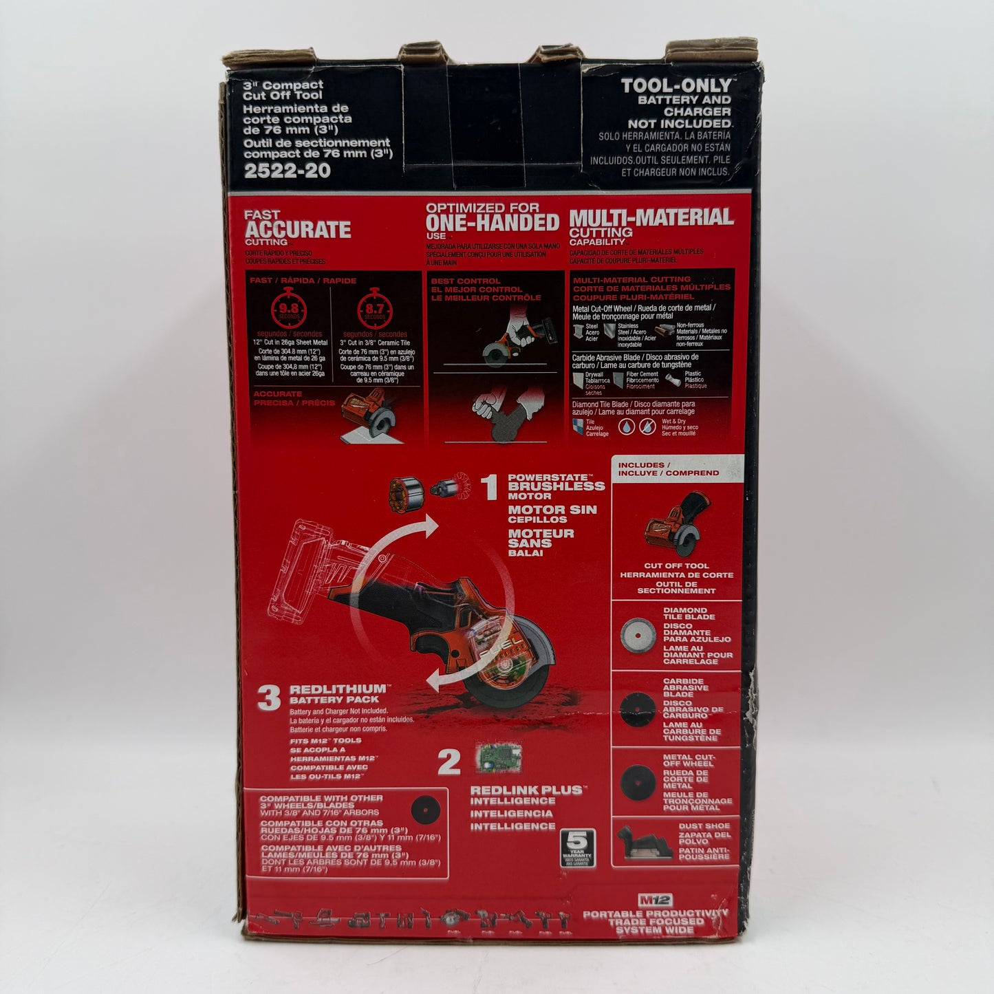 New Milwaukee 2522-20 M12 12V 3" Compact Cut Off Tool