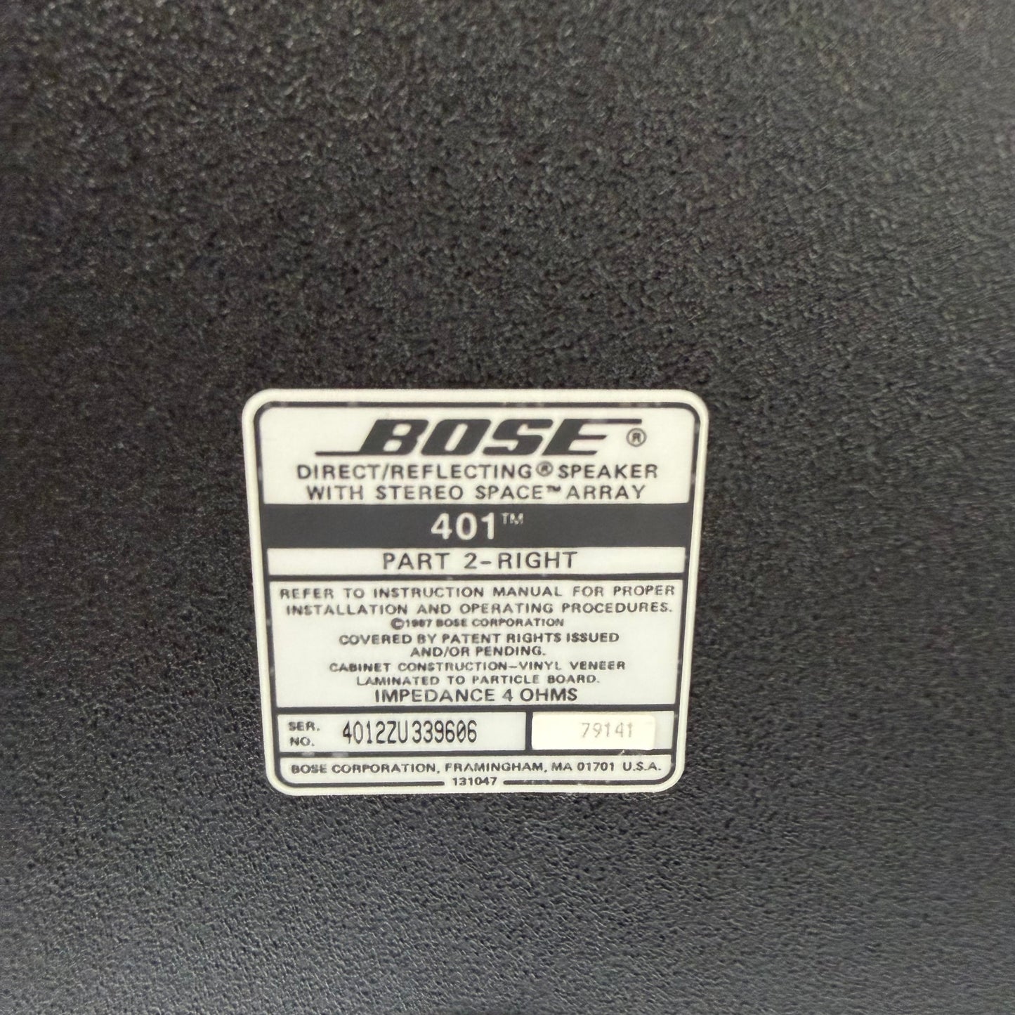 Bose 401 Direct Reflecting Speakers with Stereo Space Array Tower Speakers Black