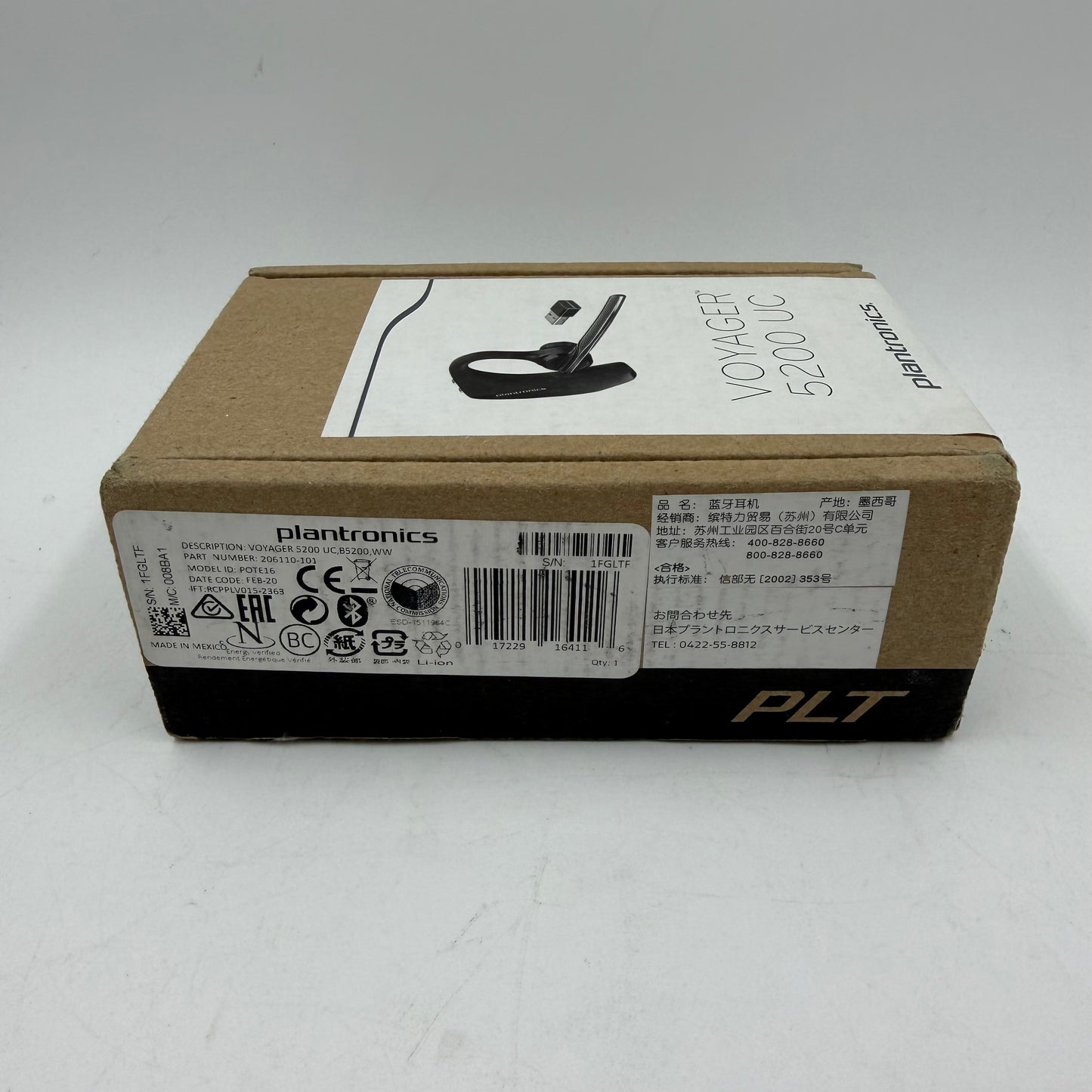 Plantronics Voyager 5200 Wireless In-Ear Bluetooth HeadSet Black 1FGLTF