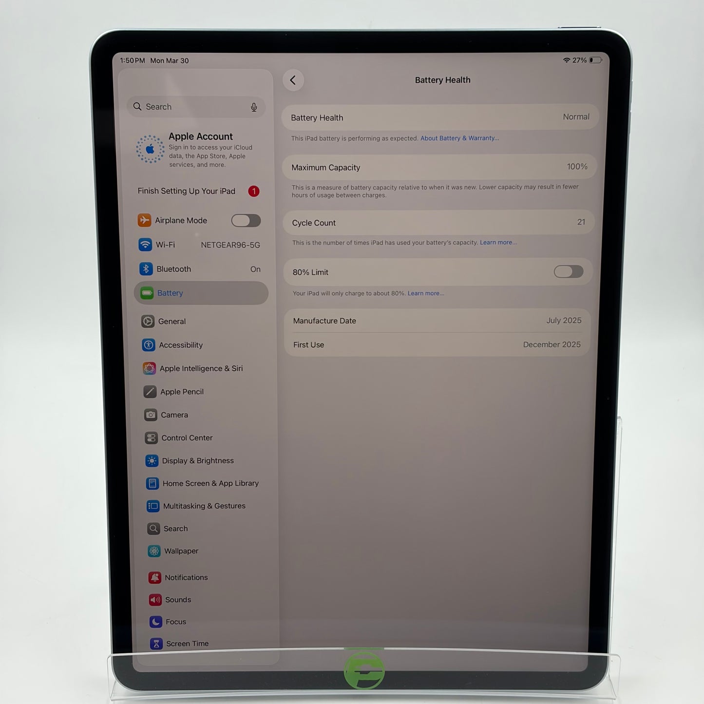 WiFi Only Apple iPad Air 13" M3 128GB Blue MCNJ4LL/A